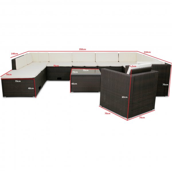 Stor loungegruppe utem�bler | Smart innebygd lagring | Kunstrotting