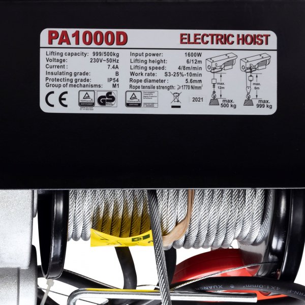 Elektrisk vinsj 230V med reimhjul | L�ftekapasitet 999 kg