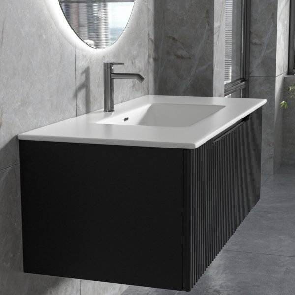 Baderomspakke | Servantkommode 101 cm | Rund LED-speil | Tuba Baderomspakke | Servantkommode 101 cm | Rund LED-speil | Tuba