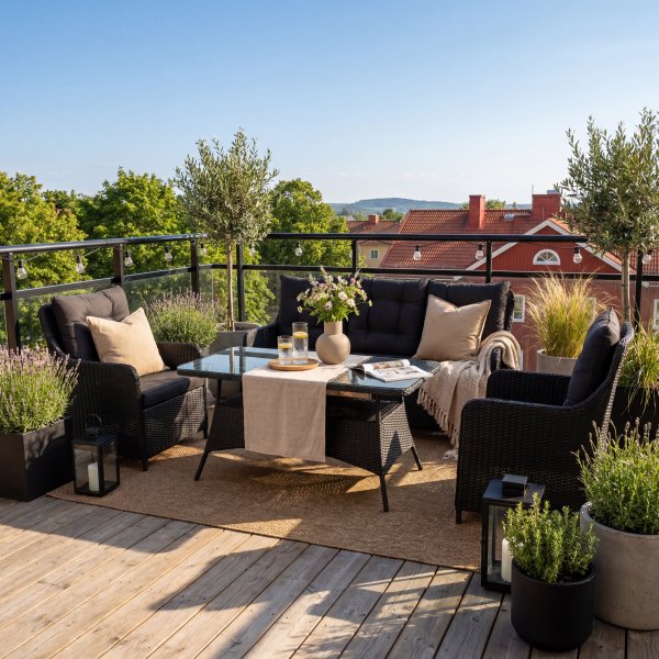 Sofagruppe utemøbler | Innebygd oppbevaring | Grå kunstrotting | Sannäs Sofagruppe utemøbler | Innebygd oppbevaring | Grå kunstrotting | Sannäs