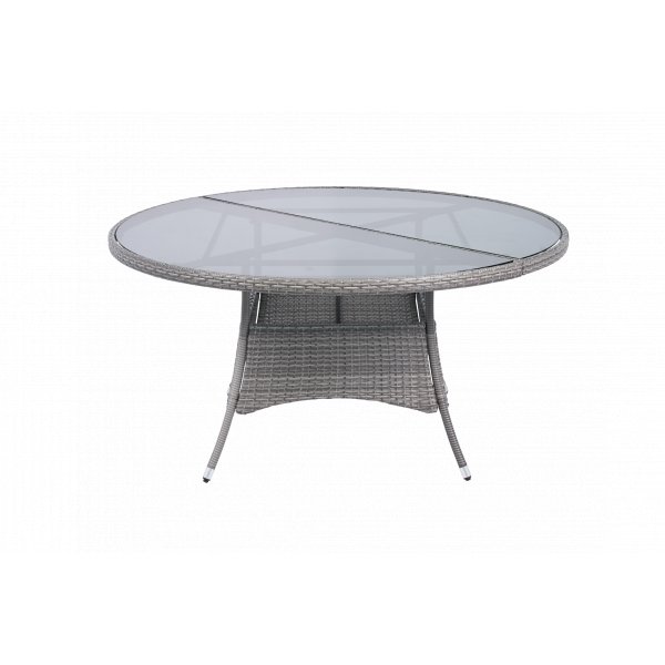 Rundt utebord med herdet glass | �150 cm | Tyl�sand gr�