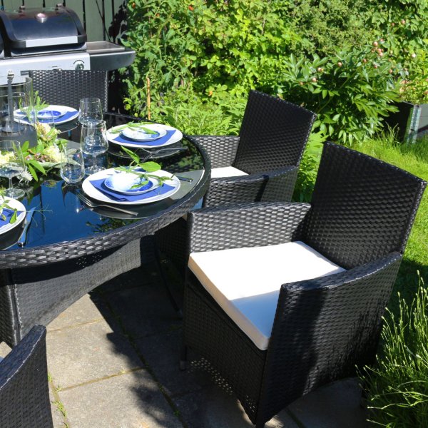 Rund utendrs spisegruppe | 6 stoler | Puter inkludert | Lyfco Tylesand