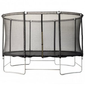 Oval trampoline med sikkerhetsnett | 244 � 396 cm | Svart