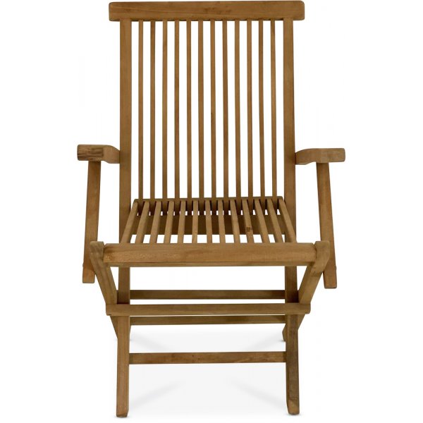 Salt� sammenleggbar teakstol med armlener � klassisk utestol i teak