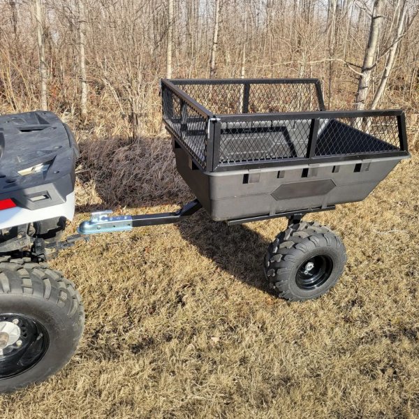 Robust ATV Trailer med Mesh | 700KG lastekapasitet og terrenghjul | Svart