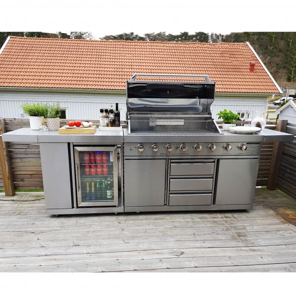 Stor rustfri gassgrill/utekjkken med varmluftsfunksjon | New Orleans