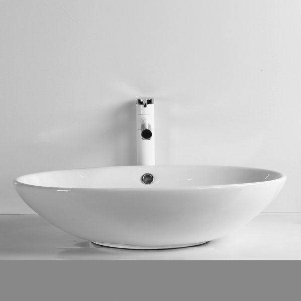 Oval vask 63x42cm | Luksurist, avrundet design | Overfyllingsbeskyttelse